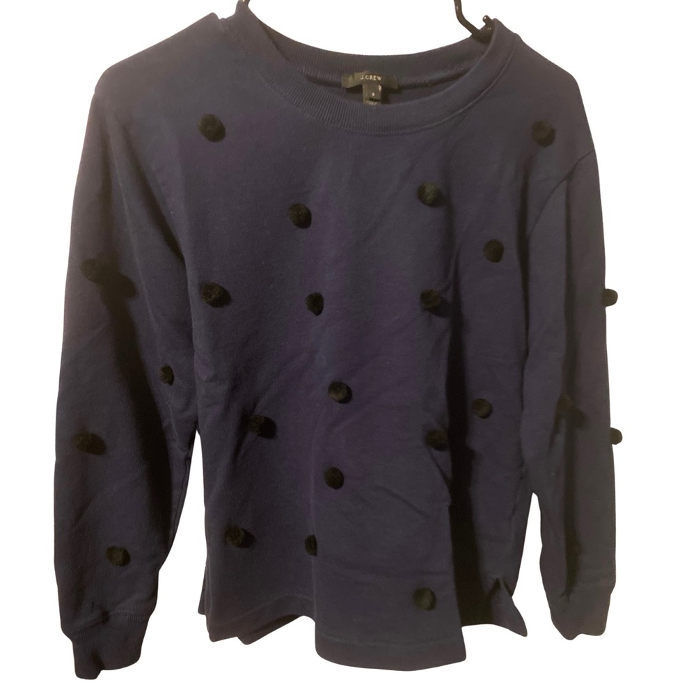 J. Crew Dark Blue Pom Embellished Sweater